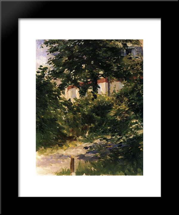A Corner Of The Garden In Rueil 20x24 Black Modern Wood Framed Art Print Poster by Manet, Edouard