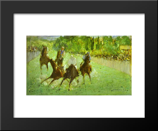 At The Races 20x24 Black Modern Wood Framed Art Print Poster by Manet, Edouard