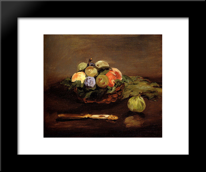 Basket Of Fruits 20x24 Black Modern Wood Framed Art Print Poster by Manet, Edouard