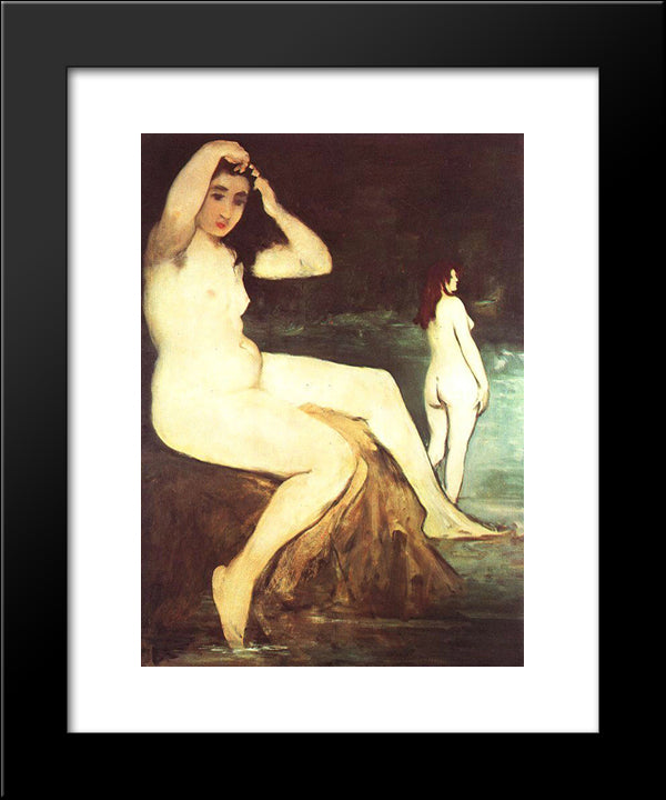 Bathers On Seine 20x24 Black Modern Wood Framed Art Print Poster by Manet, Edouard