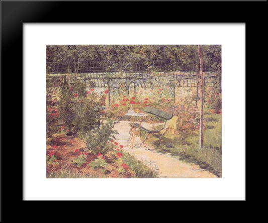 Bench 20x24 Black Modern Wood Framed Art Print Poster by Manet, Edouard