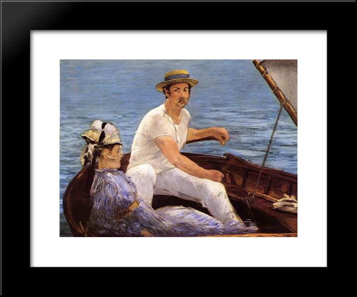 Boating 20x24 Black Modern Wood Framed Art Print Poster by Manet, Edouard