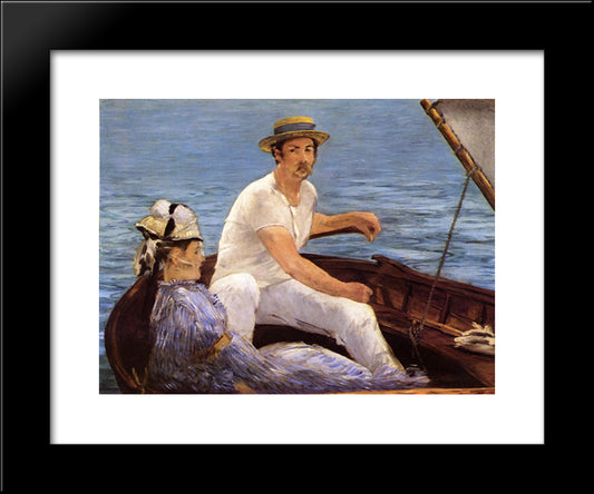Boating 20x24 Black Modern Wood Framed Art Print Poster by Manet, Edouard