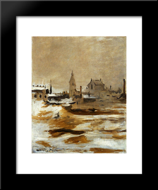 Effect Of Snow At Petit-Montrouge 20x24 Black Modern Wood Framed Art Print Poster by Manet, Edouard