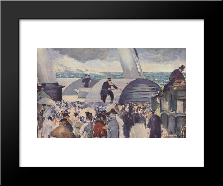 Embarkation After Folkestone 20x24 Black Modern Wood Framed Art Print Poster by Manet, Edouard