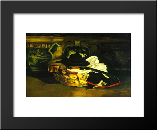 Guitar And Hat 20x24 Black Modern Wood Framed Art Print Poster by Manet, Edouard