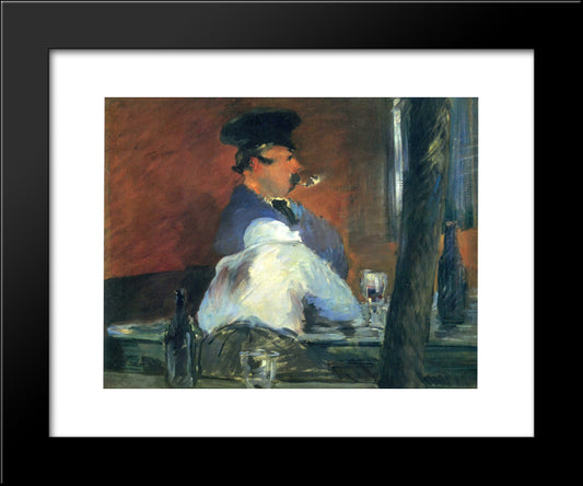 In The Bar Le Bouchon 20x24 Black Modern Wood Framed Art Print Poster by Manet, Edouard