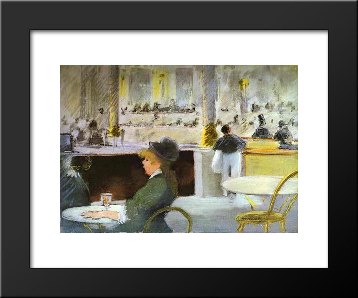 Interior Of A Cafe 20x24 Black Modern Wood Framed Art Print Poster by Manet, Edouard