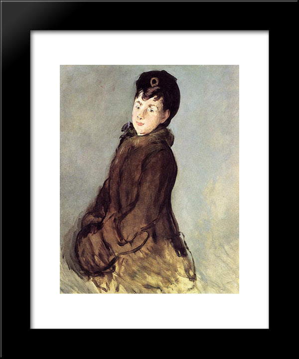 Isabelle Lemonnier With A Muff 20x24 Black Modern Wood Framed Art Print Poster by Manet, Edouard