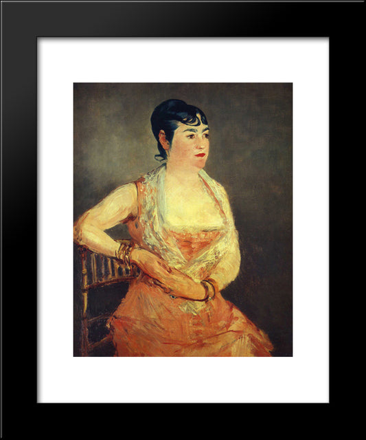 Jeanne Martin In Pink Dress 20x24 Black Modern Wood Framed Art Print Poster by Manet, Edouard