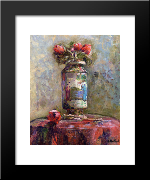 Anemones In A Chinese 20x24 Black Modern Wood Framed Art Print Poster by Vuillard, Edouard