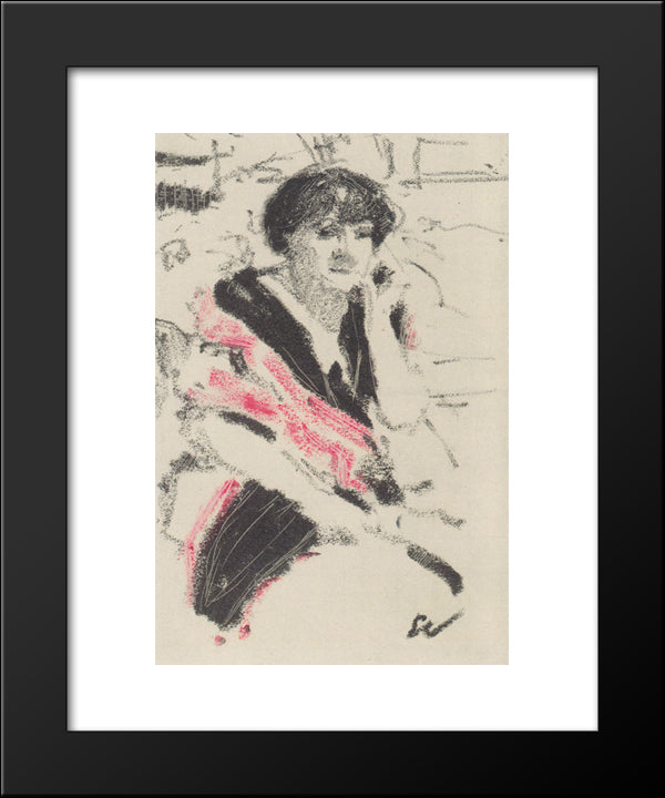 Half-Figure Of A Seated Woman 20x24 Black Modern Wood Framed Art Print Poster by Vuillard, Edouard