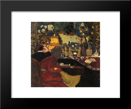 In Front Of A Tapestry 20x24 Black Modern Wood Framed Art Print Poster by Vuillard, Edouard