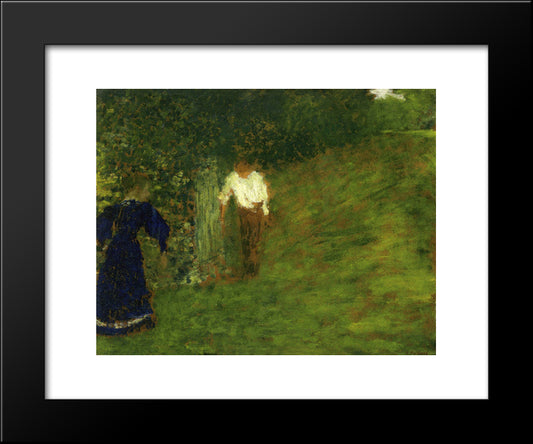 Man And Woman Beneath A Tree 20x24 Black Modern Wood Framed Art Print Poster by Vuillard, Edouard