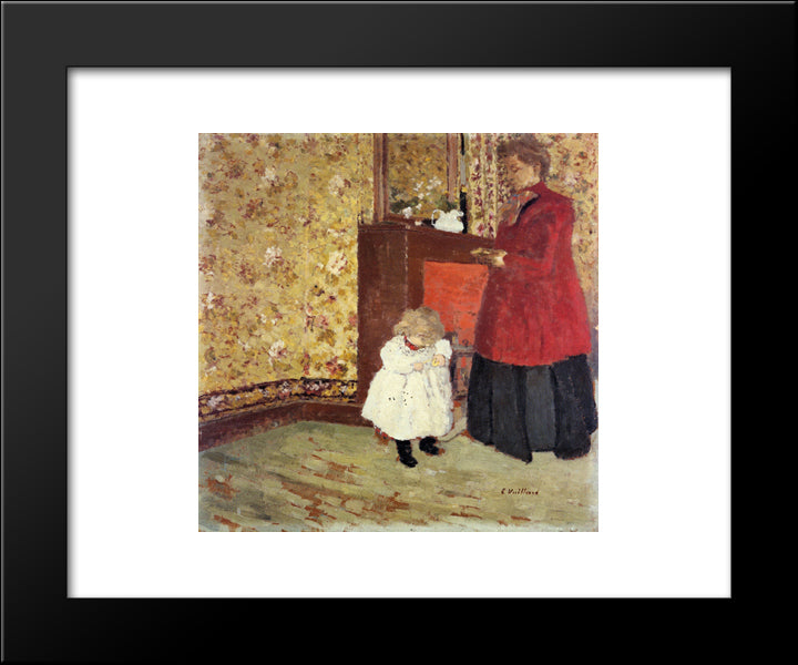 Mother And Child 20x24 Black Modern Wood Framed Art Print Poster by Vuillard, Edouard