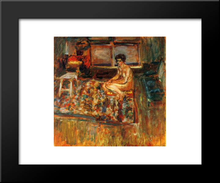 Nude On An Orange Rug 20x24 Black Modern Wood Framed Art Print Poster by Vuillard, Edouard