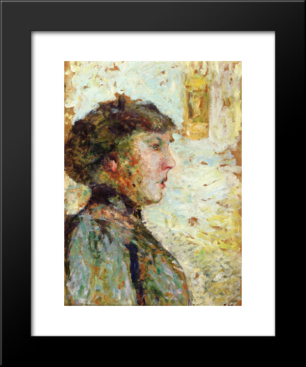 Portrait Of A Woman In Profile 20x24 Black Modern Wood Framed Art Print Poster by Vuillard, Edouard