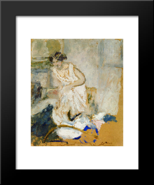 Study Of A Woman In A Petticoat 20x24 Black Modern Wood Framed Art Print Poster by Vuillard, Edouard