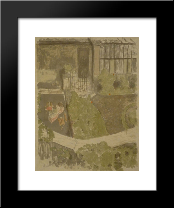 The Garden Outside The Workshop 20x24 Black Modern Wood Framed Art Print Poster by Vuillard, Edouard