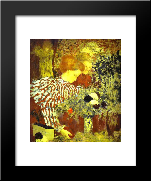 The Striped Blouse 20x24 Black Modern Wood Framed Art Print Poster by Vuillard, Edouard