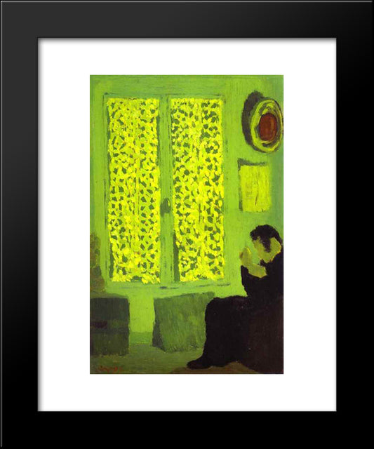 The Green Interior Or Figure In Front Of A Window With Drawn 20x24 Black Modern Wood Framed Art Print Poster by Vuillard, Edouard