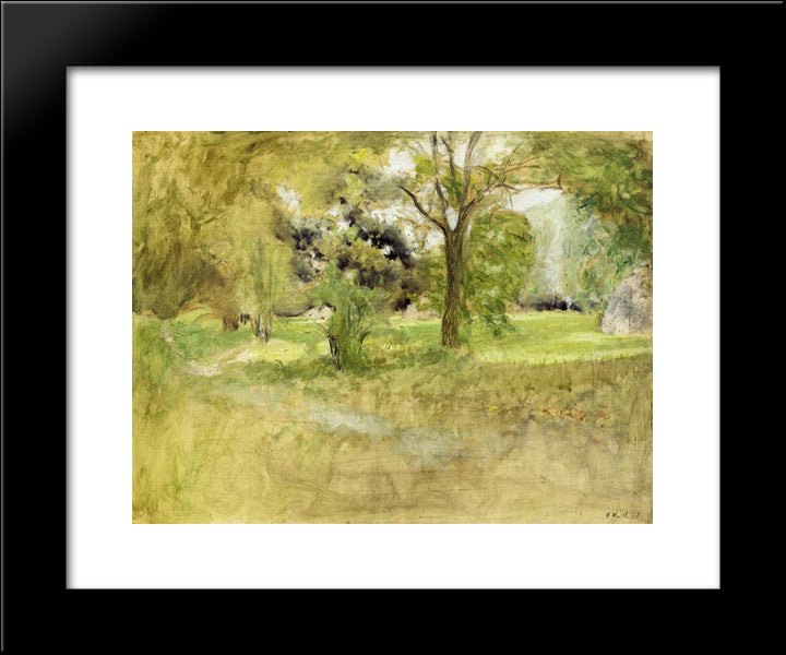 Trees In A Field 20x24 Black Modern Wood Framed Art Print Poster by Vuillard, Edouard