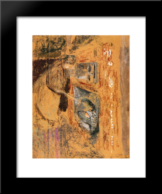 Woman In Front Of The Fireplace 20x24 Black Modern Wood Framed Art Print Poster by Vuillard, Edouard