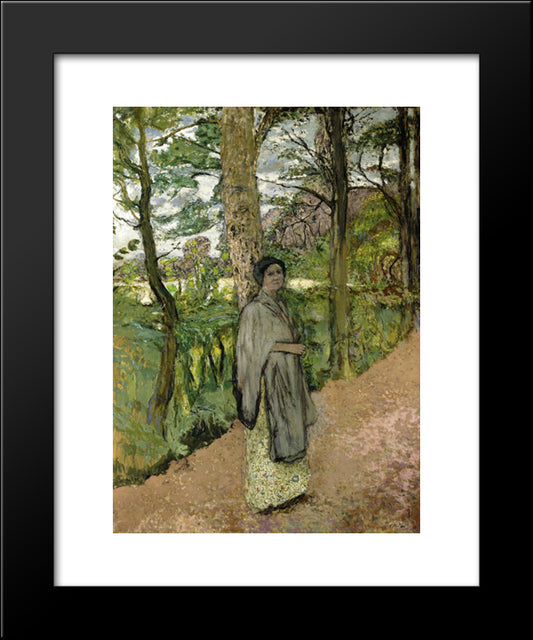 Woman In Grey In A Lane 20x24 Black Modern Wood Framed Art Print Poster by Vuillard, Edouard