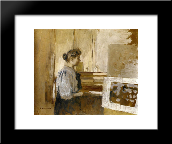 Woman In The Studio 20x24 Black Modern Wood Framed Art Print Poster by Vuillard, Edouard