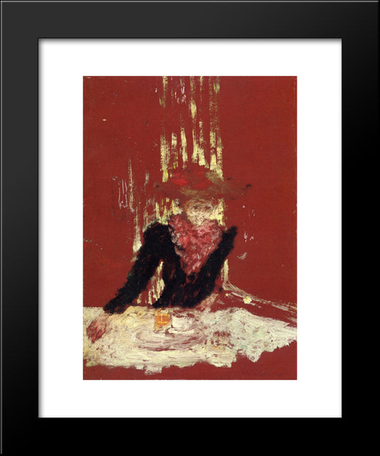 Woman With A Cup Of Coffee 20x24 Black Modern Wood Framed Art Print Poster by Vuillard, Edouard