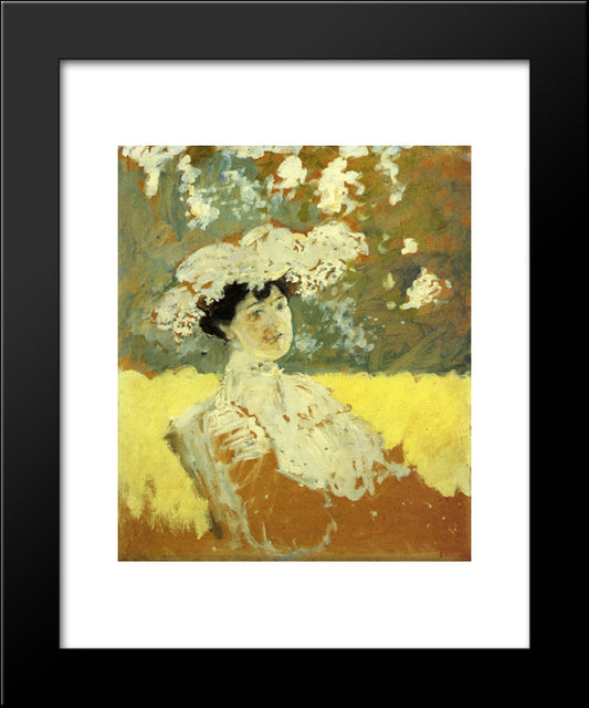 Woman With A Hat 20x24 Black Modern Wood Framed Art Print Poster by Vuillard, Edouard