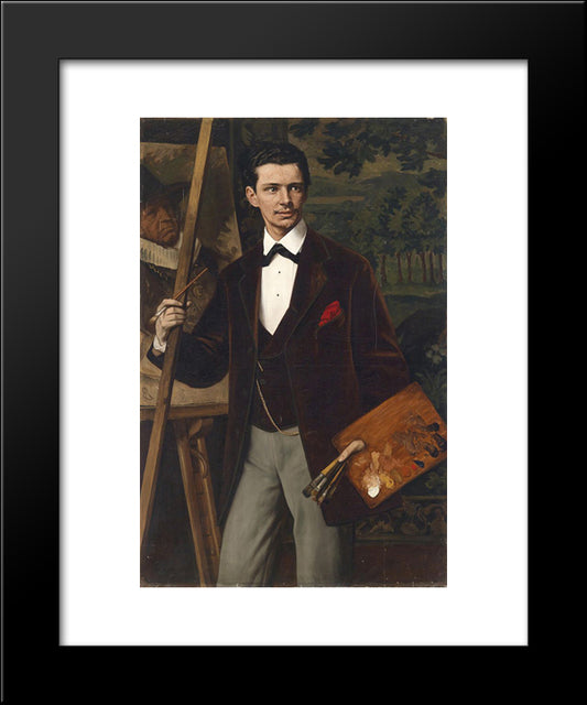 Bildnis Eines Malers Vor Der Staffelei 20x24 Black Modern Wood Framed Art Print Poster by Gebhardt, Eduard von