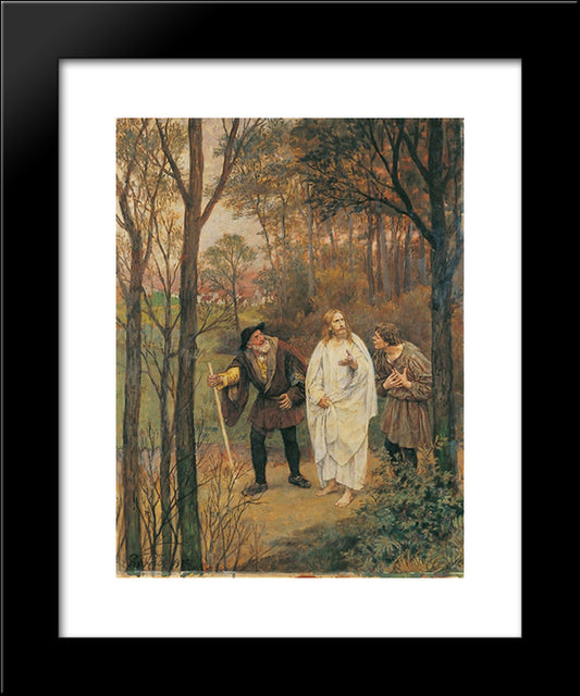 Christus Und Die Junger Von Emmaus 20x24 Black Modern Wood Framed Art Print Poster by Gebhardt, Eduard von