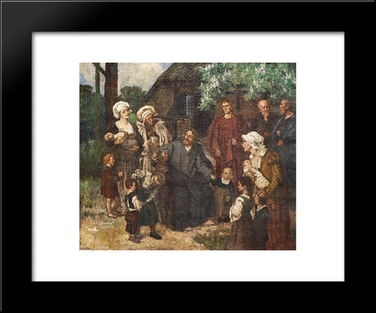 Let The Little Children Come Unto Me 20x24 Black Modern Wood Framed Art Print Poster by Gebhardt, Eduard von