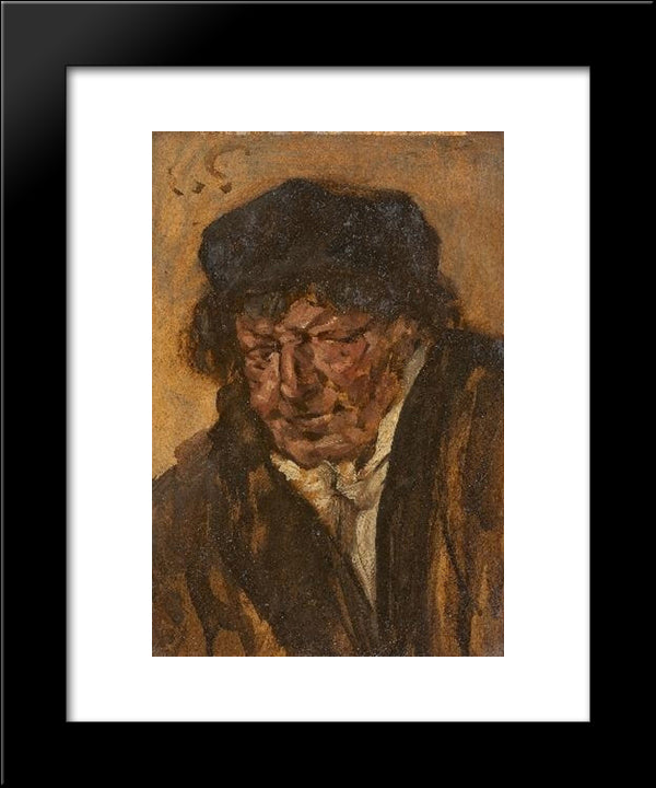 Portrait Of A Man With Beret 20x24 Black Modern Wood Framed Art Print Poster by Gebhardt, Eduard von