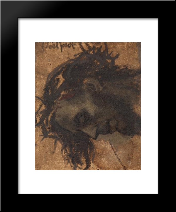 Study For The Head Of Christ In A Crucifixion 20x24 Black Modern Wood Framed Art Print Poster by Gebhardt, Eduard von