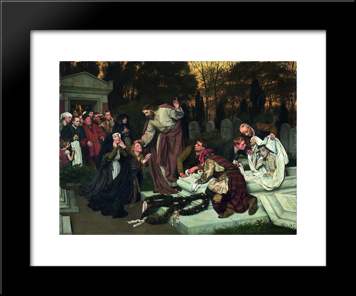 The Raising Of Lazarus 20x24 Black Modern Wood Framed Art Print Poster by Gebhardt, Eduard von