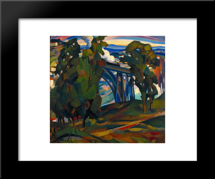 A Ponte De D. Maria 20x24 Black Modern Wood Framed Art Print Poster by Viana, Eduardo