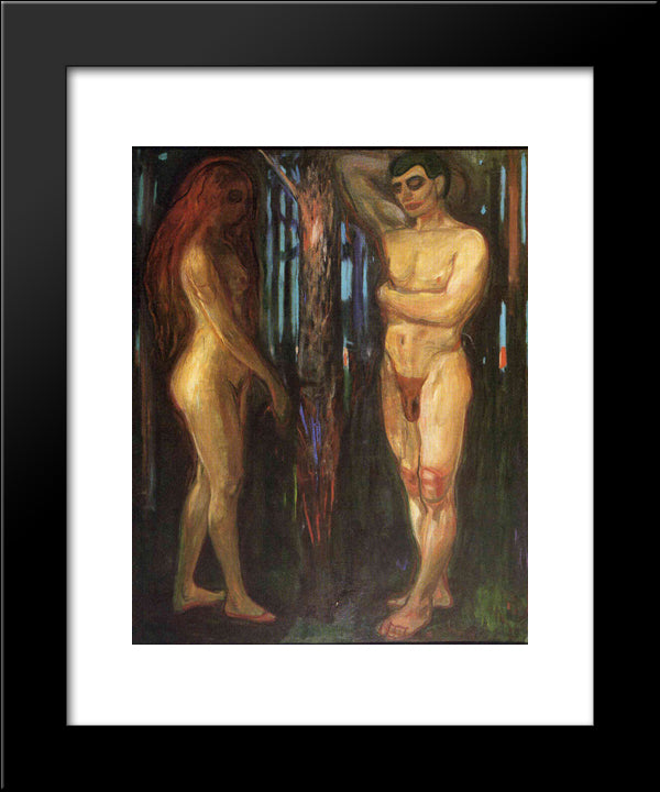 Adam And Eve 20x24 Black Modern Wood Framed Art Print Poster by Munch, Edvard