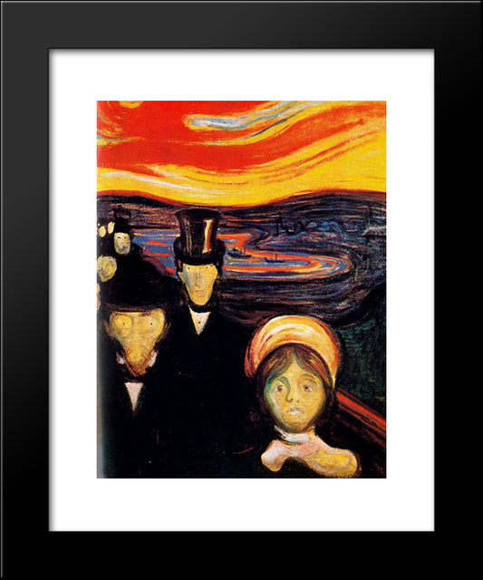 Anxiety 20x24 Black Modern Wood Framed Art Print Poster by Munch, Edvard