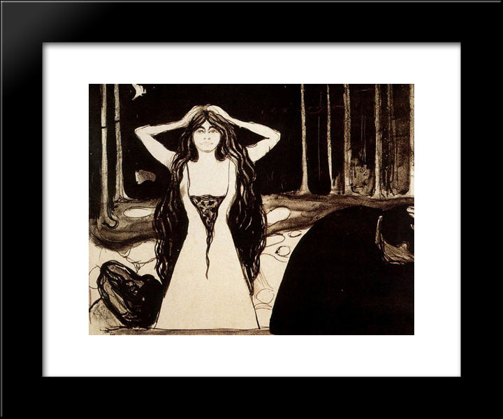 Ashes Ii 20x24 Black Modern Wood Framed Art Print Poster by Munch, Edvard