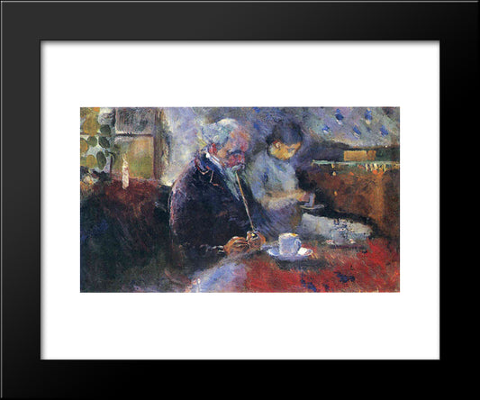 At The Coffee Table 20x24 Black Modern Wood Framed Art Print Poster by Munch, Edvard