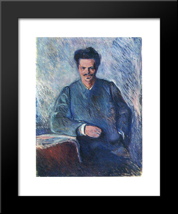 August Stindberg 20x24 Black Modern Wood Framed Art Print Poster by Munch, Edvard