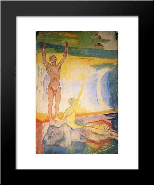 Awakening Men 20x24 Black Modern Wood Framed Art Print Poster by Munch, Edvard