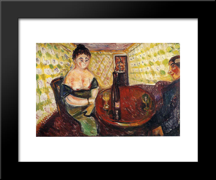 Brothel Scene. Zum Sussen Madel 20x24 Black Modern Wood Framed Art Print Poster by Munch, Edvard