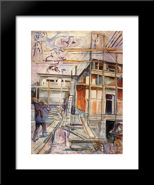 Building The Winter Studio. Ekely 20x24 Black Modern Wood Framed Art Print Poster by Munch, Edvard