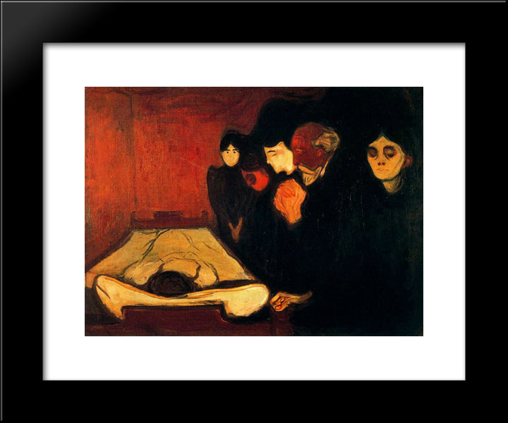 By The Deathbed (Fever) 20x24 Black Modern Wood Framed Art Print Poster by Munch, Edvard