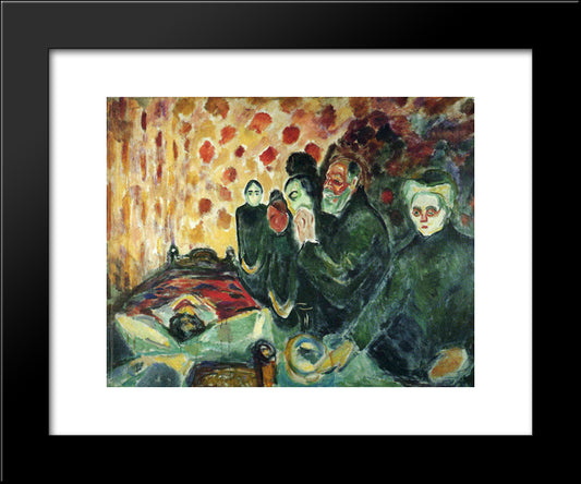 By The Deathbed (Fever) I 20x24 Black Modern Wood Framed Art Print Poster by Munch, Edvard