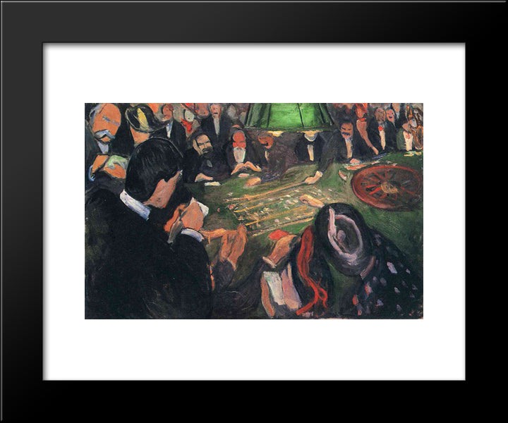 By The Roulette 20x24 Black Modern Wood Framed Art Print Poster by Munch, Edvard