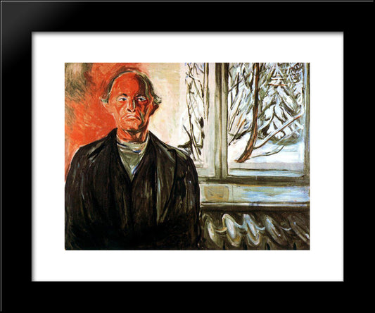 By The Window 20x24 Black Modern Wood Framed Art Print Poster by Munch, Edvard